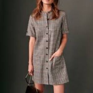 Sezane Alwena Wool Mini Shift Dress size 34 red blue yellow tile